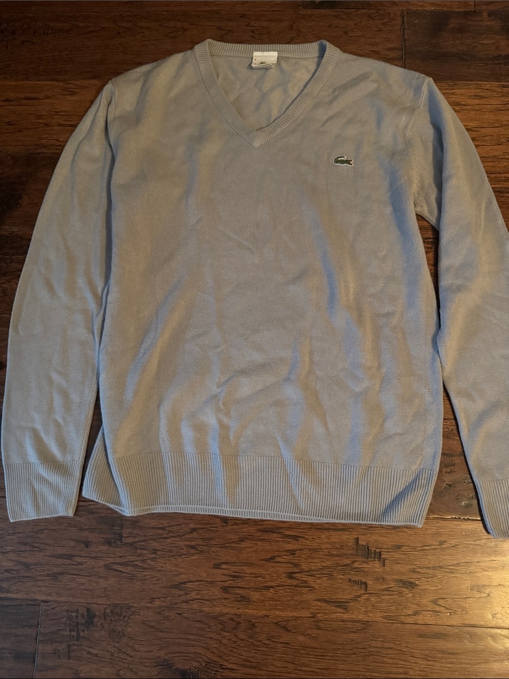 Vintage Lacoste Men's grey V-Neck Sweater